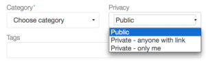 Slidesharen Privacy-alasvetovalikosta voit valita sopivan jakelulaajuuden.